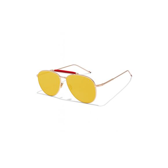 Thom Browne Titanium Aviator Pilot Frame Mirrored Gold Sunglasses - Picture 1 of 12